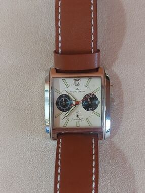 Jacques Lemans Brown Leather Chronograph with Cream Dial and Black Subdials.